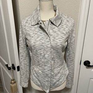 Cabi- Heather Gray French Terry Neo Marled Zip Front Moto Jacket- Small (5102)
